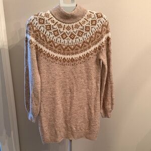 Abercrombie & Fitch Cream and Brown Turtleneck Sweater dress